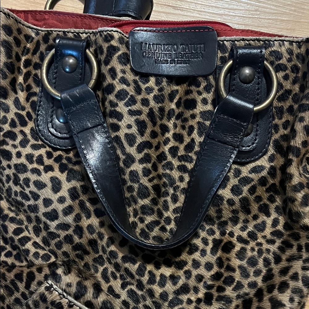 Maurizio Taiuti Animal Print Tote with Black Accents